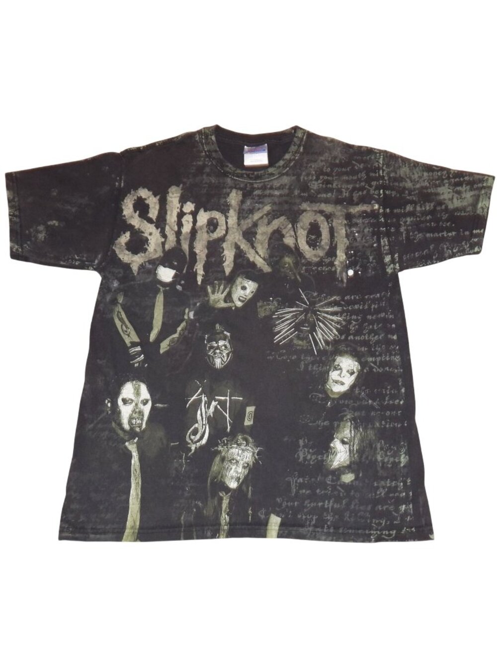 Vintage Y2K Slipknot All Over Print AOP Lyrics Band Tee T-Shirt Adult Medium
